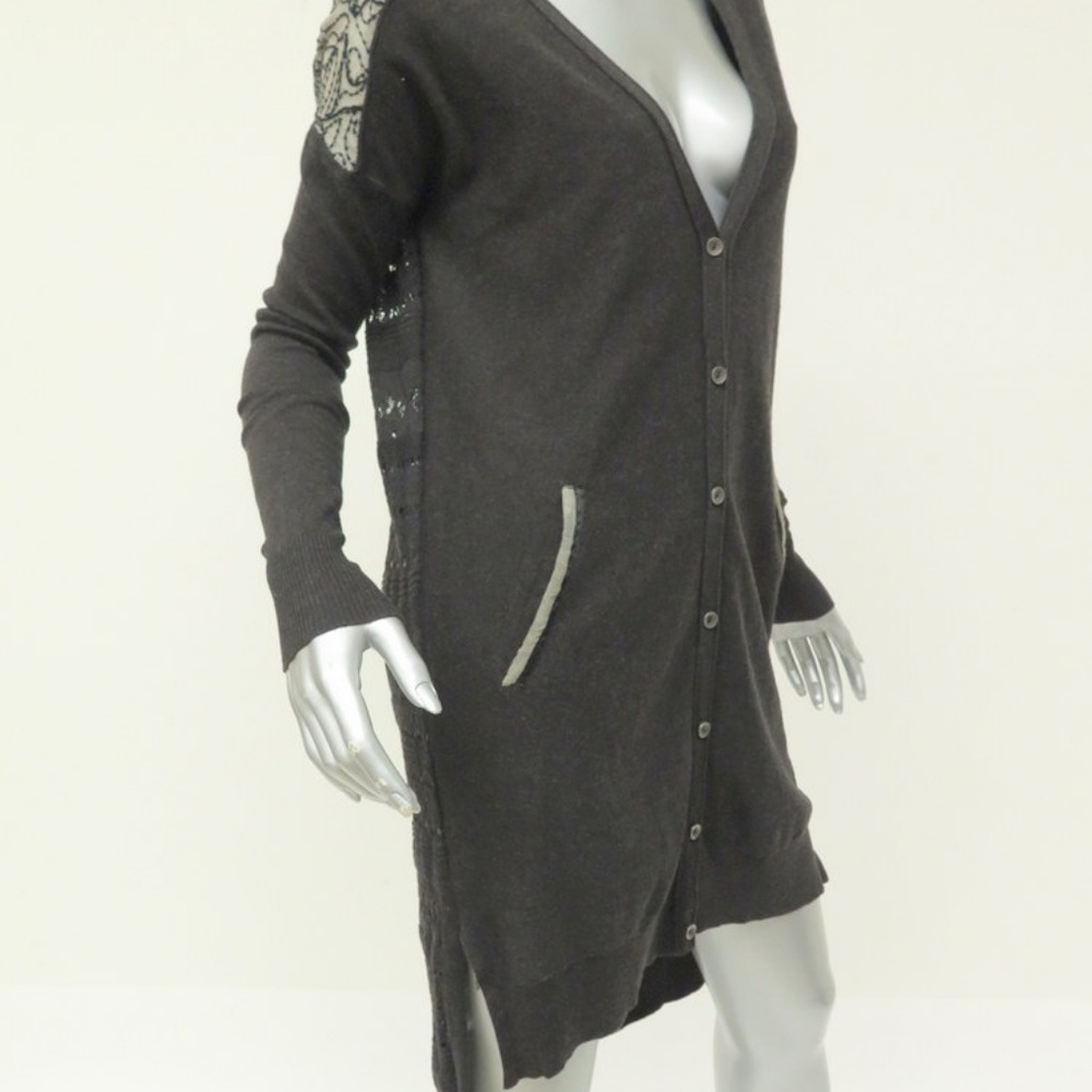 Free People Sweater Crochet Back Long Cardigan - Picture 4 of 5